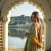 Traditional Handblock Print Green Cotton Lehenga Set with Dual-Shade Dupatta