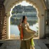 Traditional Handblock Print Green Cotton Lehenga Set with Dual-Shade Dupatta