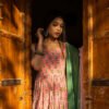 Elegant Handblock Printed Pink Cotton Anarkali Set with Dupatta