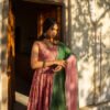 Elegant Handblock Printed Pink Cotton Anarkali Set with Dupatta
