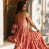 Elegant Handblock Printed Pink Cotton Anarkali Set with Dupatta