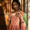 Elegant Handblock Printed Pink Cotton Anarkali Set with Dupatta