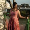 Elegant Handblock Printed Pink Cotton Anarkali Set with Dupatta