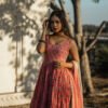 Elegant Handblock Printed Pink Cotton Anarkali Set with Dupatta