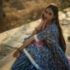 Navy Blue Handblock Printed Sharara Set with Pink Dupatta