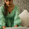 Mint Green Handblock Printed Cotton Loungewear Set