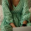 Mint Green Handblock Printed Cotton Loungewear Set