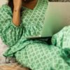 Mint Green Handblock Printed Cotton Loungewear Set