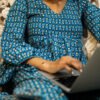 Handmade Pure Cotton Blue Printed Lounge Kurta Set – Comfort Meets Elegance