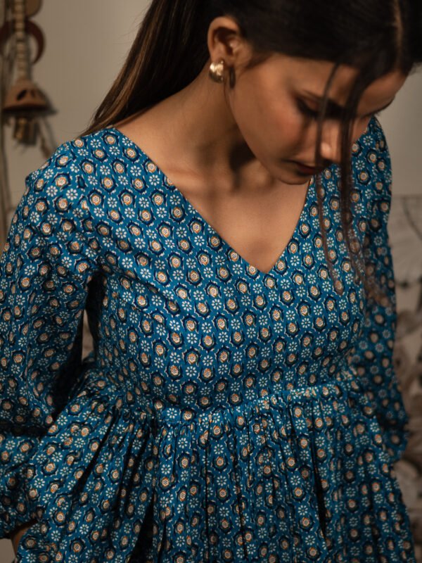 Handmade Pure Cotton Blue Printed Lounge Kurta Set – Comfort Meets Elegance
