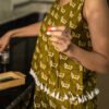 Olive Green Handblock Printed Cotton Co-ord Set with Tassel Detailing