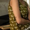 Olive Green Handblock Printed Cotton Co-ord Set with Tassel Detailing