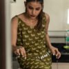 Olive Green Handblock Printed Cotton Co-ord Set with Tassel Detailing