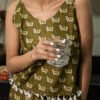 Olive Green Handblock Printed Cotton Co-ord Set with Tassel Detailing