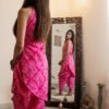 Hot Pink Bandhani Printed Halter Neck Cotton Dress
