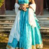 Aqua Blue Handcrafted Lehenga Set with Dupatta