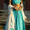 Aqua Blue Handcrafted Lehenga Set with Dupatta