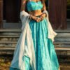 Aqua Blue Handcrafted Lehenga Set with Dupatta