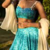 Aqua Blue Handcrafted Lehenga Set with Dupatta