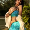 Aqua Blue Handcrafted Lehenga Set with Dupatta