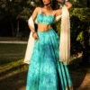 Aqua Blue Handcrafted Lehenga Set with Dupatta