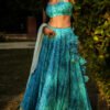 Aqua Blue Handcrafted Lehenga Set with Dupatta