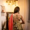 Olive Green Floral Cotton Anarkali Dress with Dupatta