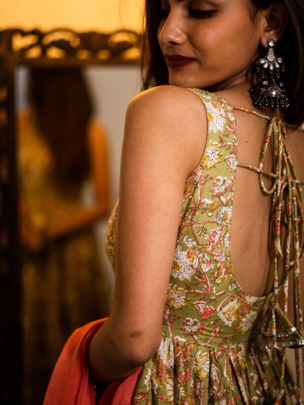 Handcrafted Floral Cotton Dress with Traditional Prints