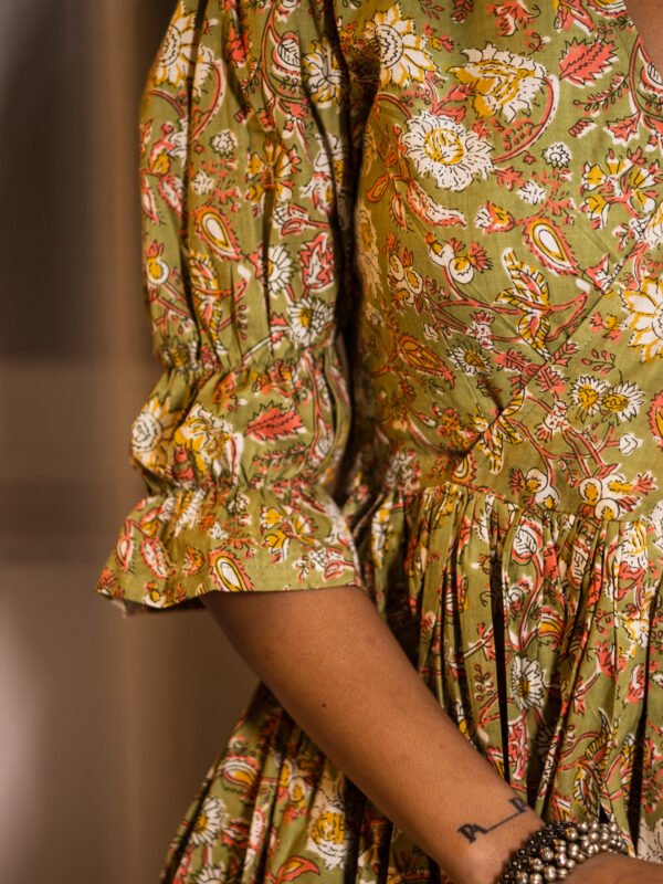 Handcrafted Floral Cotton Dress with Traditional Prints