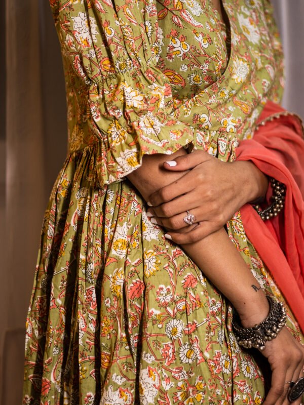 Handcrafted Floral Cotton Dress with Traditional Prints