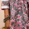 Elegant Handblock Printed Cotton Kurta with Silver Detailing