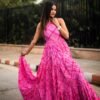 Handcrafted Pink Cotton Maxi Dress