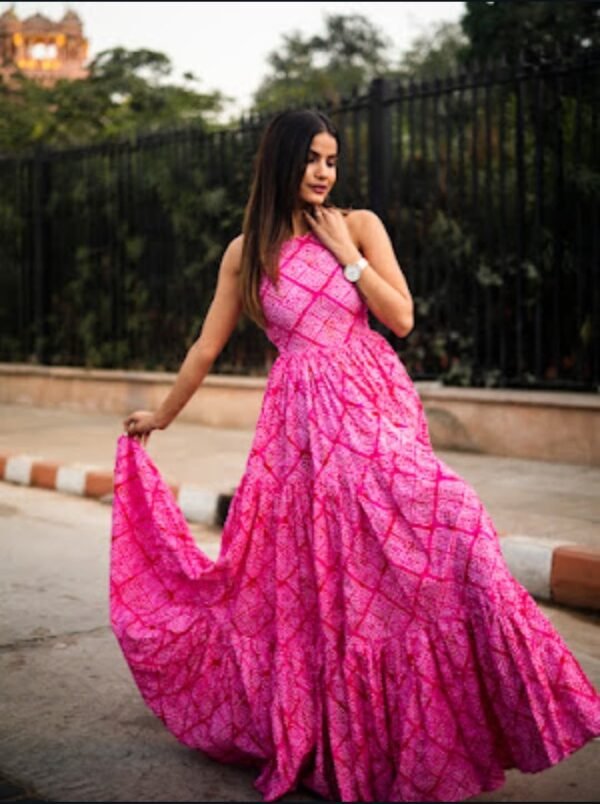 Handcrafted Pink Cotton Maxi Dress