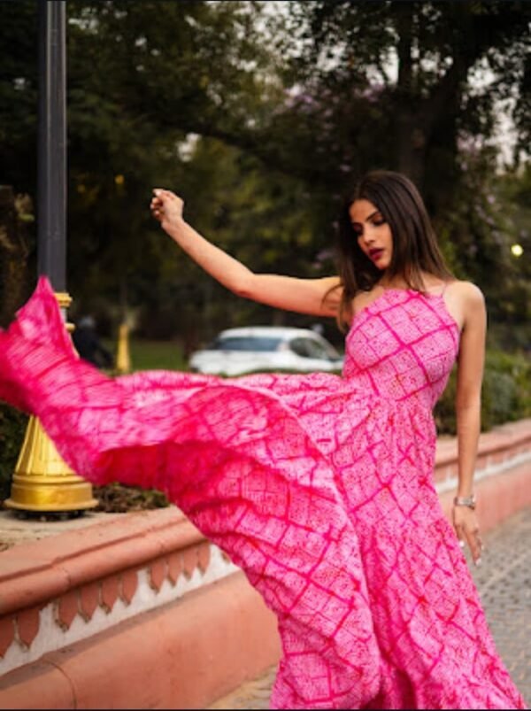 Handcrafted Pink Cotton Maxi Dress