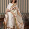 Elegant Off-White Ethnic Suit Set with Printed Dupatta & Palazzo | Festive & Casual Wear