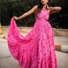 Handcrafted Pink Cotton Maxi Dress