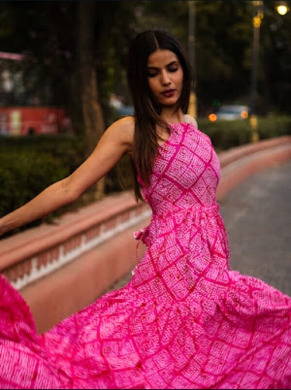 Handcrafted Pink Cotton Maxi Dress