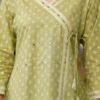 Graceful Olive Green Cotton Kurti – Mirror Work | Wrap Style with Side Tie-Up