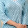 Elegant Sky Blue Cotton Kurti – Mirror Work & Wrap Design | Ethnic Casual Wear
