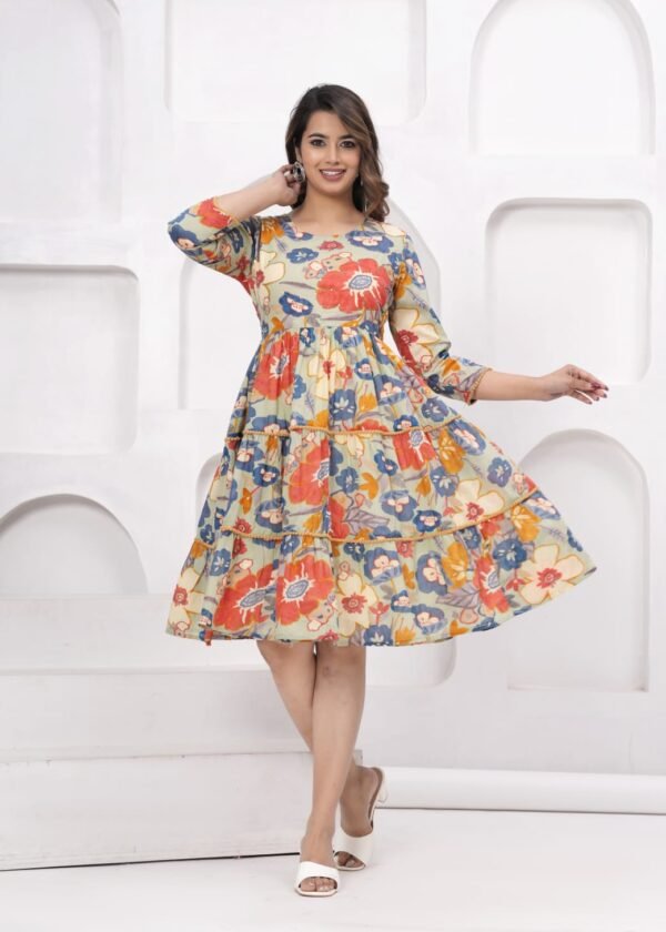 Floral Printed Tiered Cotton Dress
