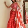Handmade Pure Cotton Red Bandhani-Style Lehenga Set with Dupatta