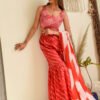 Handmade Pure Cotton Red Bandhani-Style Lehenga Set with Dupatta