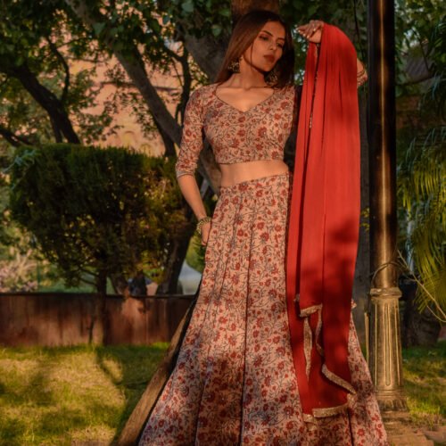 Floral Lehenga All Natural Dye Jaipur Block Printed