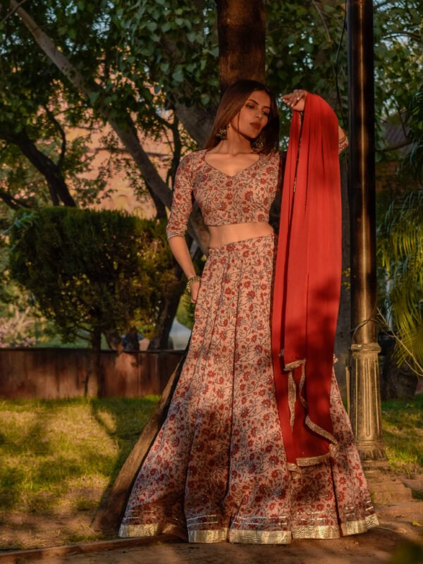 Floral Lehenga All Natural Dye Jaipur Block Printed