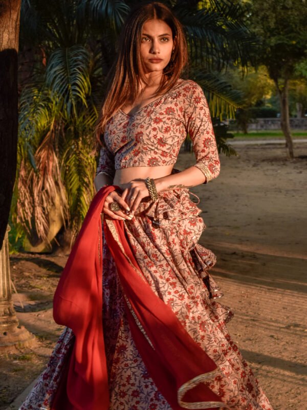 Floral Lehenga All Natural Dye Jaipur Block Printed