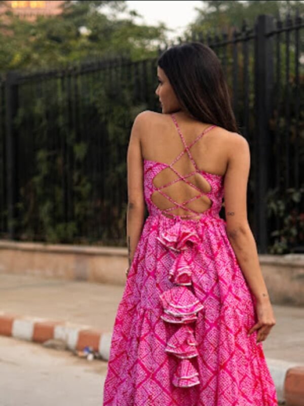 Handcrafted Pink Cotton Maxi Dress