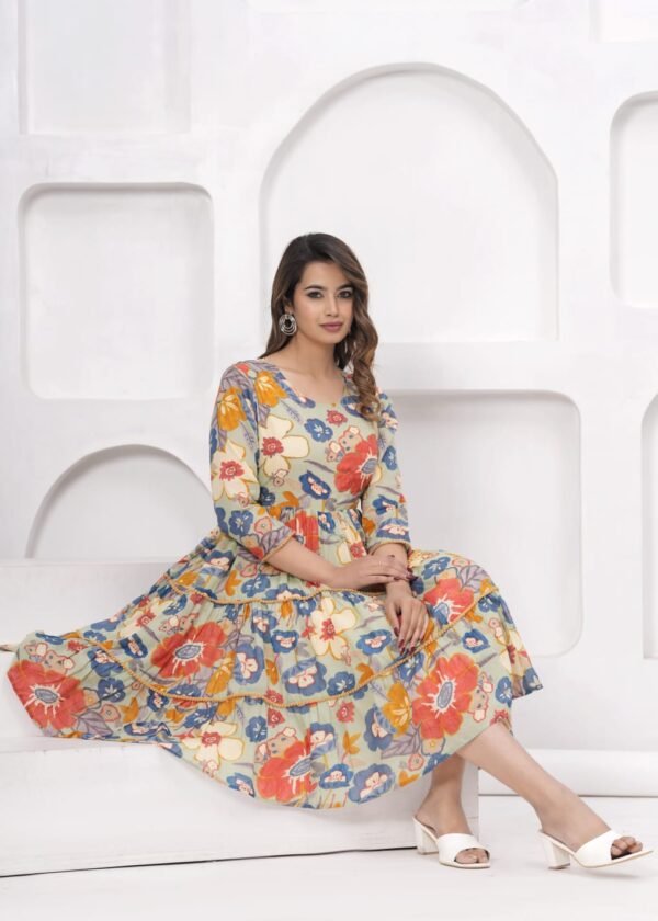 Floral Printed Tiered Cotton Dress
