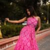 Handcrafted Pink Cotton Maxi Dress