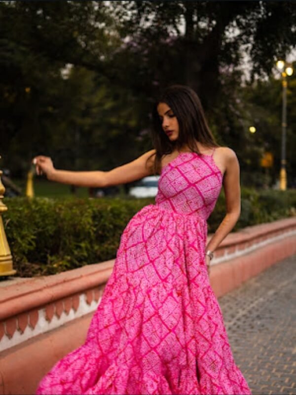 Handcrafted Pink Cotton Maxi Dress