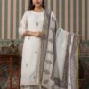 Classic Off-White Printed Ethnic Suit Set with Designer Dupatta | Cotton Blend | Graceful Everyday Wear